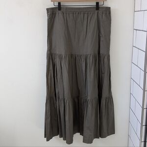 Eskandar Women's Grey 100% Cotton Tiered Peasant Boho Prairie Maxi Skirt Large?
